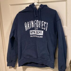 Navy Blue Rainforest Cafe Galveston Texas Unisex Hoodie. Size XL. 100% Cotton